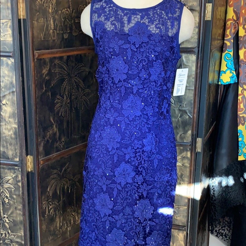 Frank Lyman cobalt blue sleeveless cocktail dress